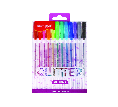 ROLLER GEL GLITTER, PUNTA FINA DE 1,0 MM Caja x 12