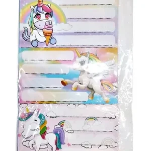 ETIQUETAS PAQUETE X 4 TIRAS UNICORNIO DE MIL COLORES