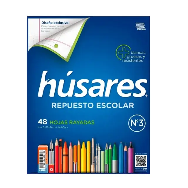 REPUESTO NO3 HUSARES X 48 HOJAS CUADRICULADO HUSARES