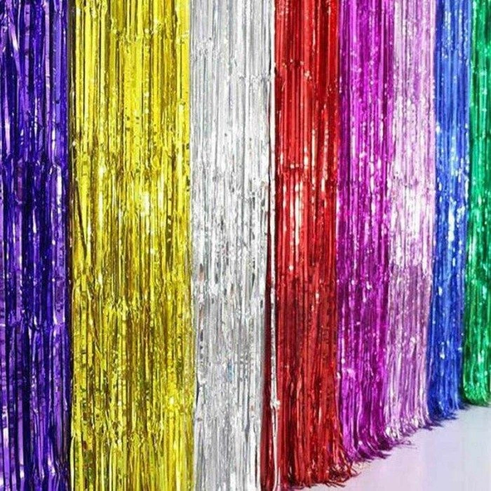 Cortina metalizada lluvia colores varios 2mts alto x 1mt ancho GENERICO