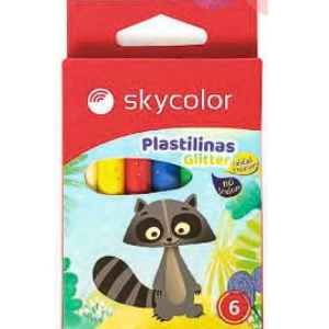 PLASTILINA X 6 UNIDADES SURTIDAS GLITTER SKYCOLOR
